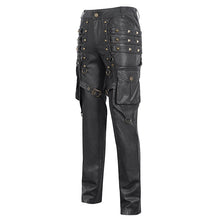 Load image into Gallery viewer, PT24402 Brown Steampunk brush-off leather trousers