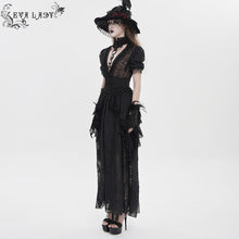 Load image into Gallery viewer, ESKT082 Gothic Branch-Embroidered Chiffon Long Cardigan Dress