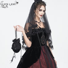 Load image into Gallery viewer, EAS014 Gothic velveteen floral mesh tote bag