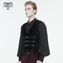 Load image into Gallery viewer, WT07901 Black Gothic velvet striped men's waistcoat
