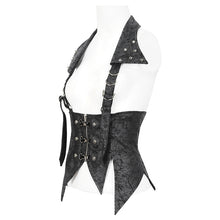 Load image into Gallery viewer, WT077 Punk crackled faux leather halter neck backless vest