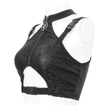 Load image into Gallery viewer, TT244 Computer wave pattern Knit Halter Short T-Shirt