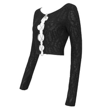 Load image into Gallery viewer, TT257 Women cutout long sleeves short T-shirt