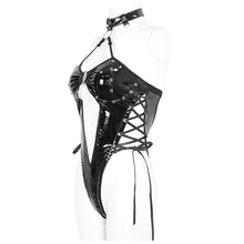 Load image into Gallery viewer, SX025 knitted glazed leather punk sexy lingerie one piece jumpsuit