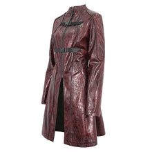 Load image into Gallery viewer, CT21302 RED Irregular rubberized faux leather contrasting stripe coat
