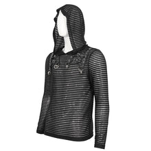 Load image into Gallery viewer, TT262 Punk striped knitted hooded T-shirt