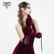 Load image into Gallery viewer, GE02502 Wine velvet strap gloves
