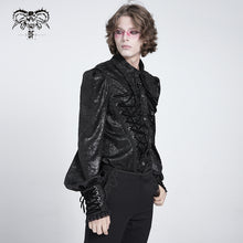 Load image into Gallery viewer, SHT136 Crinkled Shiny Woven Gothic Drawstring Shirt