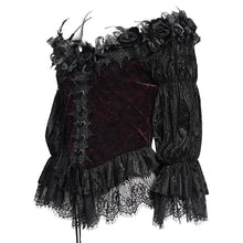 Load image into Gallery viewer, ETT04002 wine Off-shoulder three-quarter sleeve Gothic T-shirt