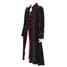 Load image into Gallery viewer, CT26202 Black and red Gothic paisley jacquard fleece long coat