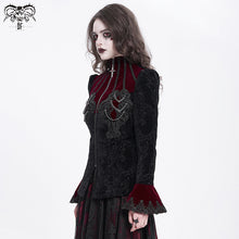 Load image into Gallery viewer, CT25802 Red Gothic round stand collar velvet coat