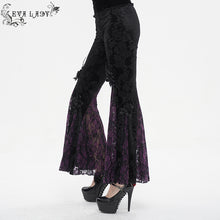 Load image into Gallery viewer, EPT01402 Black and purple Gothic velveteen embossed flared pants