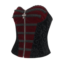 Load image into Gallery viewer, ECST006 Gothic color contrast lace up corset