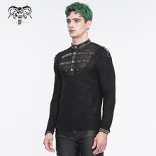 Load image into Gallery viewer, TT260 Punk knitted small stand collar men's T-shirt