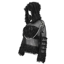 Load image into Gallery viewer, SR014 Plush patchwork hooded cross short sweater
