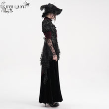 Load image into Gallery viewer, ECT01702 Black and red hollowed-out chest halter neck flared sleeves lace swallowtail coat