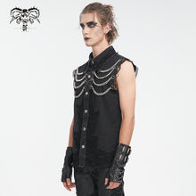 Load image into Gallery viewer, SHT118 Twill broken holes mesh distressed sleeveless shirt