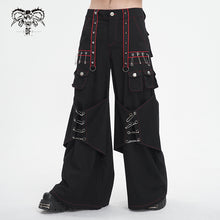 Load image into Gallery viewer, PT245 Twill material contrasting red thick thread wide leg men's pants