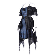 Load image into Gallery viewer, SKT21602 Black and Blue women Cashew Jacquard puffy slip dress
