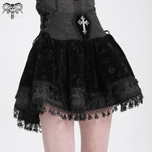 Load image into Gallery viewer, SKT23001 Black Women Gothic Rose Jacquard Skirt