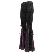 Load image into Gallery viewer, EPT01402 Black and purple Gothic velveteen embossed flared pants