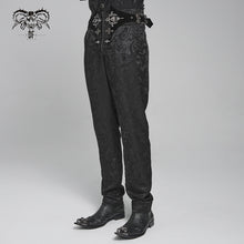 Load image into Gallery viewer, PT284 Gothic cashmere jacquard trousers with side buckles