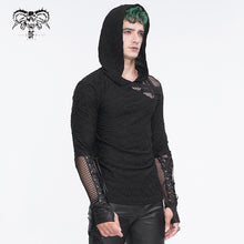 Load image into Gallery viewer, TT251 Punk wild grain knitted hooded men's T-shirt