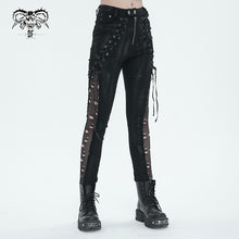 Load image into Gallery viewer, PT210 punk ripped mesh lace up trousers