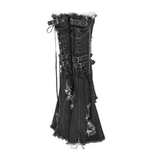 Load image into Gallery viewer, AS313 Distressed long denim leg warmers (punk style)