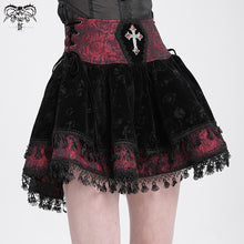 Load image into Gallery viewer, SKT23002 Black and red Summer Girls Gothic Rose Jacquard Skirts
