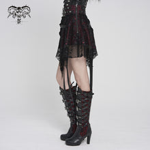 Load image into Gallery viewer, SKT25802 Punk Skull Mesh-Paneled, Snake-Print Faux Leather Micro-Mini Skirt with Multiple Straps