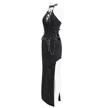 Load image into Gallery viewer, SKT215 Punk V-neck halter neck stretchy knit twill dress