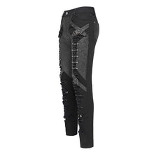 Load image into Gallery viewer, PT286 Twill and faux leather multi-strap punk trousers