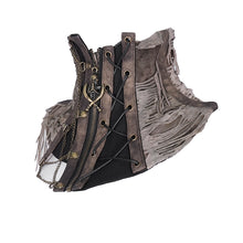 Load image into Gallery viewer, CA046 Steampunk brown zipper up tie-dye ripped knitted collar for women