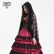 Load image into Gallery viewer, AS204 Gothic flower net tassel long veil