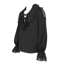 Load image into Gallery viewer, SHT10901 Black Gothic V-neck chiffon shirt for men