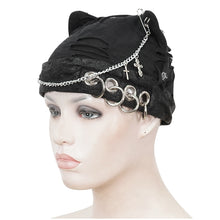 Load image into Gallery viewer, AS145 Punk torn big holes cat ear hat with chain