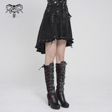 Load image into Gallery viewer, SKT260 Punk-Style Distressed Hem with Raw Edges I-shaped Pleated Skirt