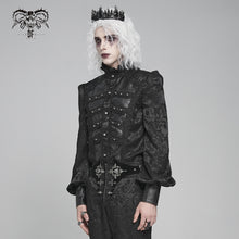 Load image into Gallery viewer, SHT14601 Black Gothic two-tone cashew jacquard long-sleeved shirt