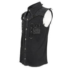 Load image into Gallery viewer, SHT102 leather matching webbing twill Sleeveless men's shirt