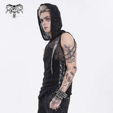 Load image into Gallery viewer, TT316 Branch-Patterned Stretch Knit Hoodie-Style Layered-Look Punk T-Shirt