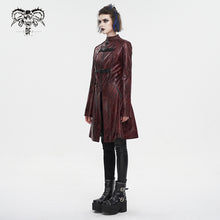 Load image into Gallery viewer, CT21302 RED Irregular rubberized faux leather contrasting stripe coat
