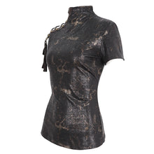 Load image into Gallery viewer, TT263 Stretchy Knitted Halter Hollow Out Right Shoulder Women's Short T-shirt
