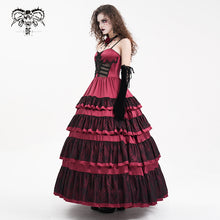 Load image into Gallery viewer, SKT22402 red party Gothic long suspender dress