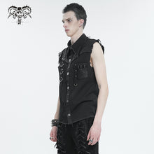 Load image into Gallery viewer, SHT102 leather matching webbing twill Sleeveless men's shirt