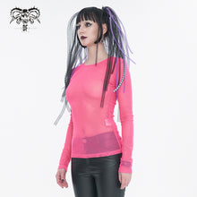 Load image into Gallery viewer, TT19806 Rose red Diamond-shaped net basic style long sleeves men t-shirts