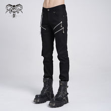 Load image into Gallery viewer, PT001 devil fashion punk rock zipper black men trousers with chains