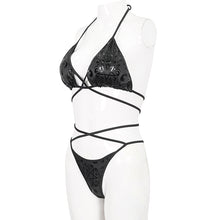 Load image into Gallery viewer, SST024 Pentagram Print lace up Swimsuit Set