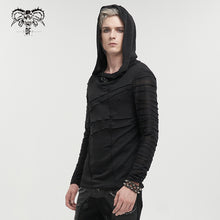 Load image into Gallery viewer, TT158 everyday wear men irregular striped patchwork punk bandage hooded top