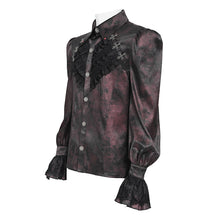 Load image into Gallery viewer, SHT15702 Wine Two-Tone Woven Long-Sleeve Gothic Shirt